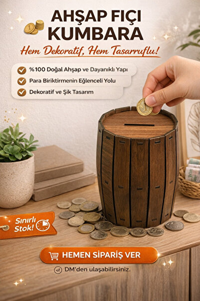 Renkli Dükkan2 Kumbara fıçı ahşap