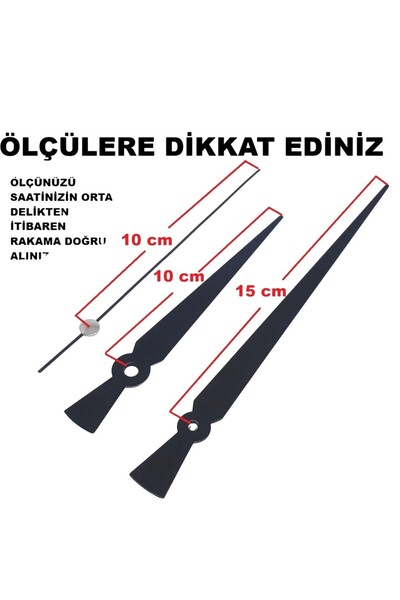 Duvar Saati Mekanizması için Akrep Yelkovan Saniye Seti Büyük Boy (MALZEME METAL) 3 RENK