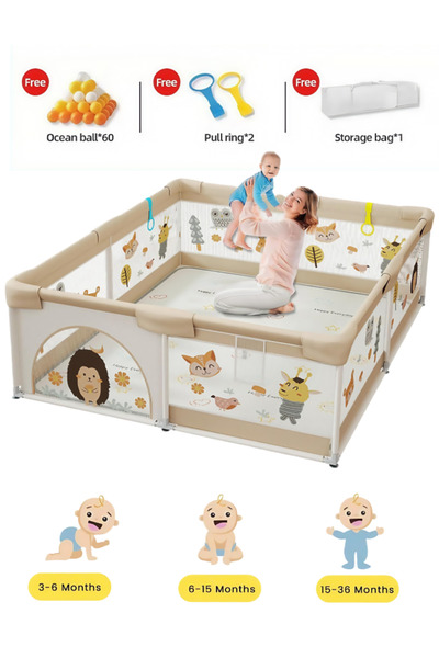 Venpara ساحة لعب للأطفال مع 60 كرة بحرية، وحلقتين للسحب وحقيبة تخزين، وسجادة ...