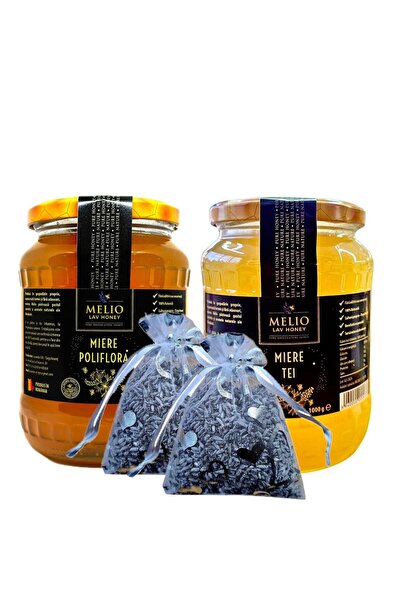 Melio Lav Honey Pachet Miere de tei + Miere poliflora 1 kg + 2x Saculet de La...
