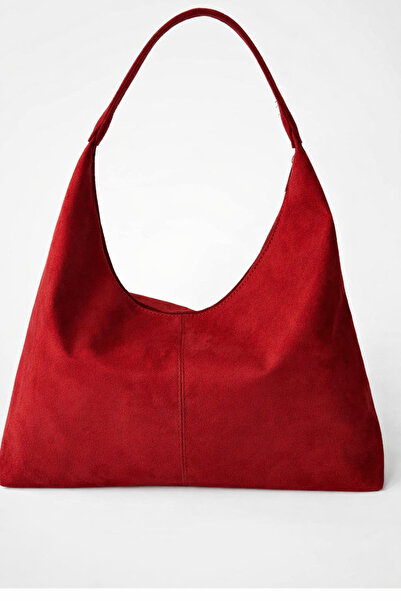 themoiss Red Color Suede Fabric Casual Large Size Women's Shoulder Bag