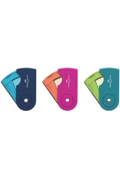 Faber Mini Sleeve Neon Single Blade Pencil Sharpener Two Colors with Box