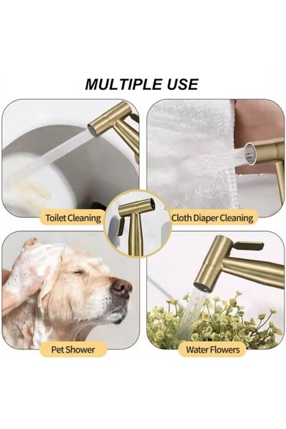 HTH Stainless Steel Handheld Bidet Sprayer for Bathroom Gold Color