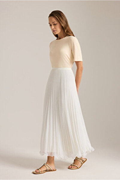 Levidor KADIN PİLİSELİ EKRU ŞİFON ETEK