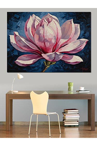 Artmeg Pânză decorativă cu floare de magnolie roz - Tablou din lemn MDF