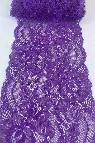 Hobigram Ornament decorativ din dantelă elastică din lycra, cu model floral mov