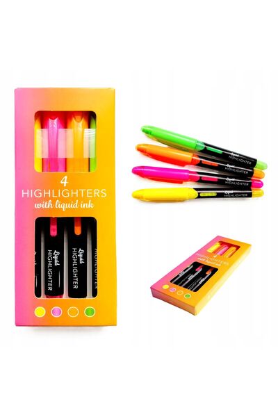 Kids Set markere evidențiatoare – 4 culori, cerneală lichidă