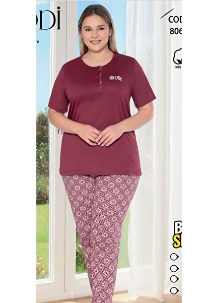 melodi 100% Cotton Plus Size Short Sleeve Women's Oversized Pajama Set