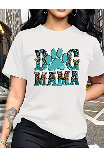 LİNA06 Prints And Fused Leopard Print with Easy Crew Neck Casual Versatile Sh...