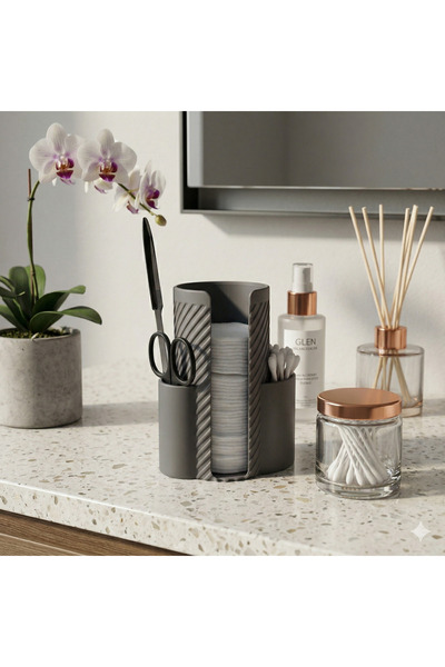 Grifon 3D Multi-Purpose Bathroom Organizer Makeup Cotton and Cotton Swab Stan...