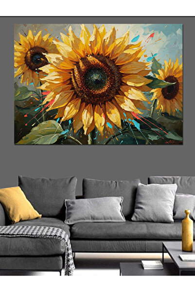 Artmeg Pânză decorativă cu floarea-soarelui mare, la prim-plan - Tablou din l...