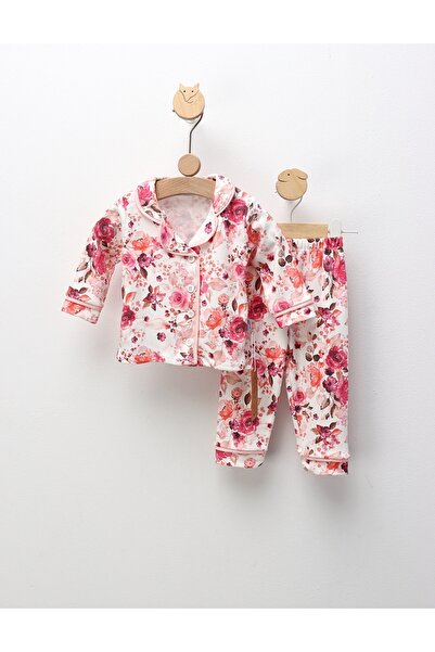 MiniKids Πιτζάμες με στάμπα τριαντάφυλλα, σε ροζ.