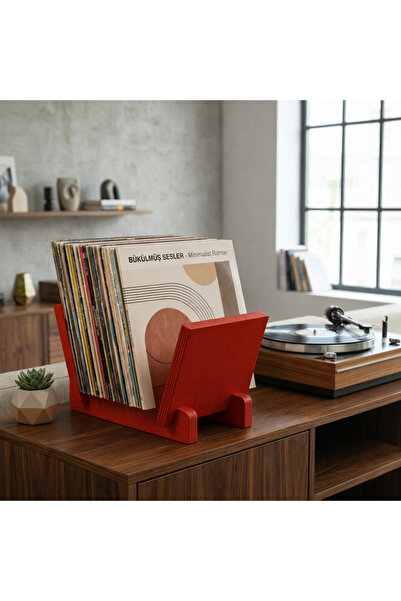 Woodesk Vintra, Plak, Dergi, Gazete, Kitap İçin Modüler Raf, Kırmızı Renk