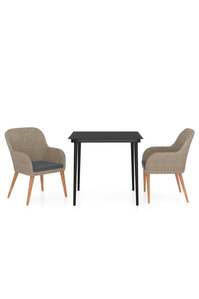 vidaxl Set mobilier de grădină cu perne, 3 piese, maro