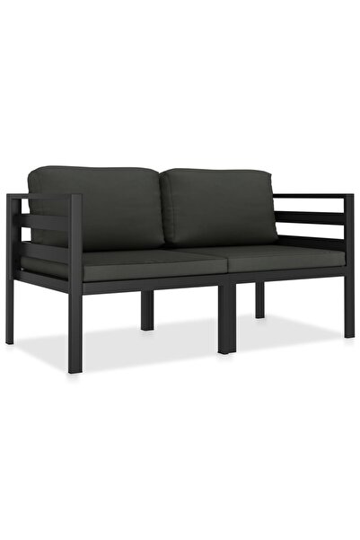 vidaxl Set mobilier de grădină cu perne, 2 piese, antracit, aluminiu