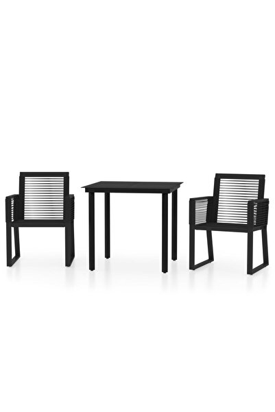 vidaxl Set de mobilier pentru grădină, 3 piese, negru