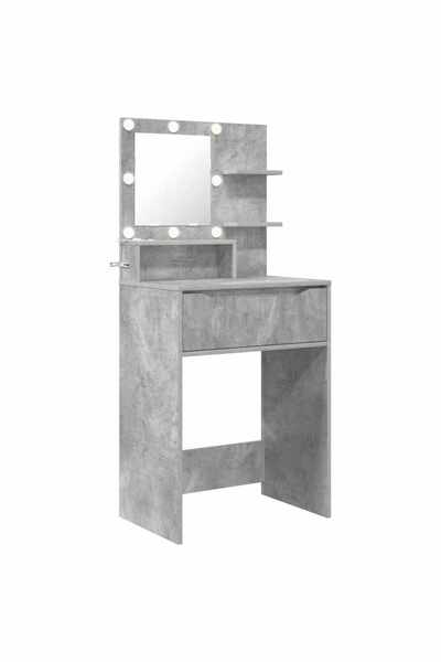 vidaxl Mese de toaletă pentru dormitor cu sertar cu raft Gri din beton