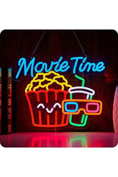 Slasa Movie Time Neon Sign Cinema Wall Decor Light 39x39 with 6 mm Acrylic Base