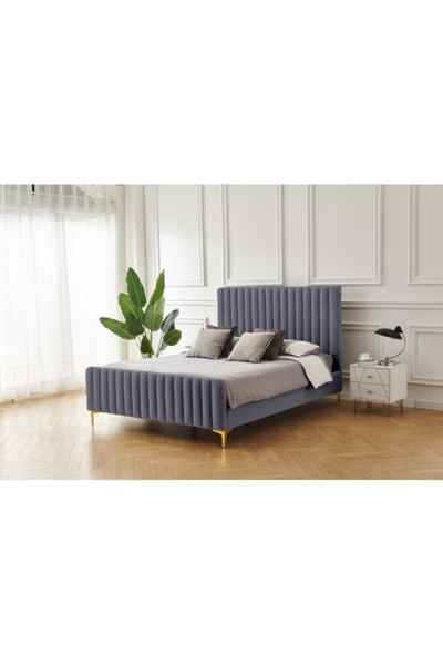 MarketMob Pat Melissa 160x200 cm Tapitat Catifea Gri Somiera Inclusa