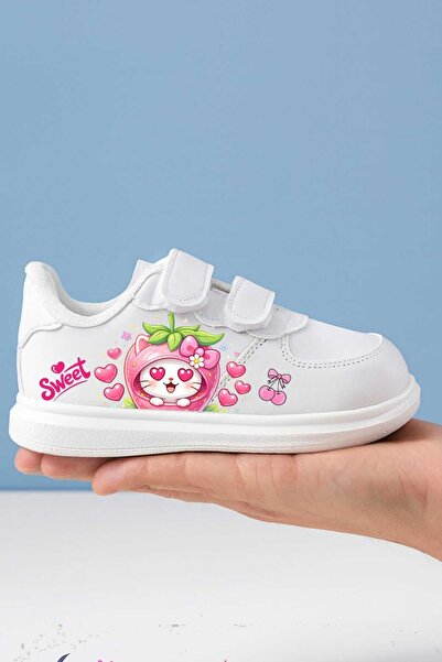 lias desing Adidași pentru copii cu inimă de căpșuni, imprimeu dulce, cu band...