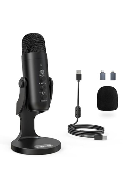 zealsound USB Condenser Microphone, Zealsound, with Mute/Gain/Echo Functions