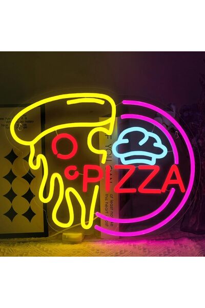 Slasa Pizza Neon Sign Food Theme Wall Decor Light for Kitchen Cafe Restaurant...