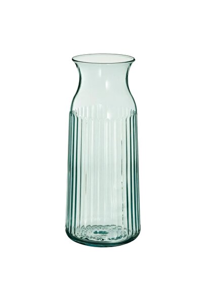 IKEA QUİCK Cam Karaf 1 Litre Açık Ağız Şeffaf Sürahi Çizgili Su Şişesi Yüksek...
