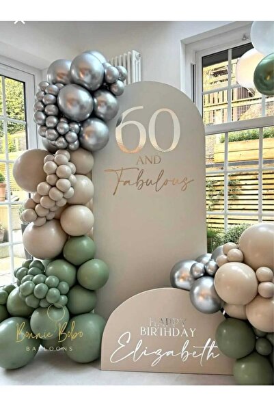 Parti Düşleri Silver - Eucalyptus - Sea Sand Balloon Chain Set 100 Pcs