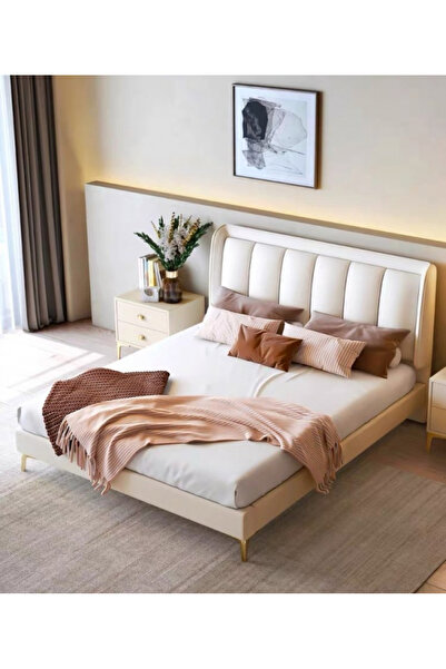 MarketMob Pat Medusa 140x190 cm tapițat cu catifea, culoare crem, cu somieră ...