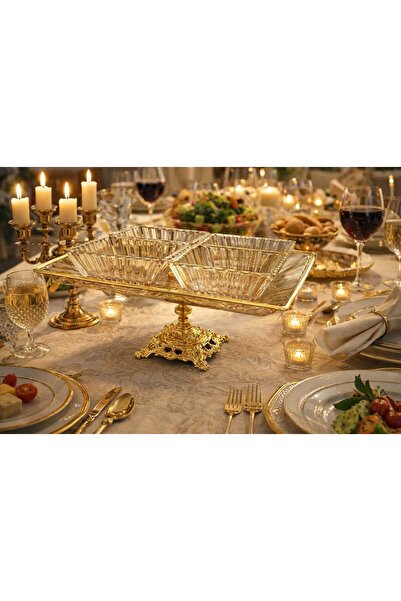 Banum Luxury Özel Seri Üretım 5 Parça Lüx Çok Amaçlı Sunum Cam Set