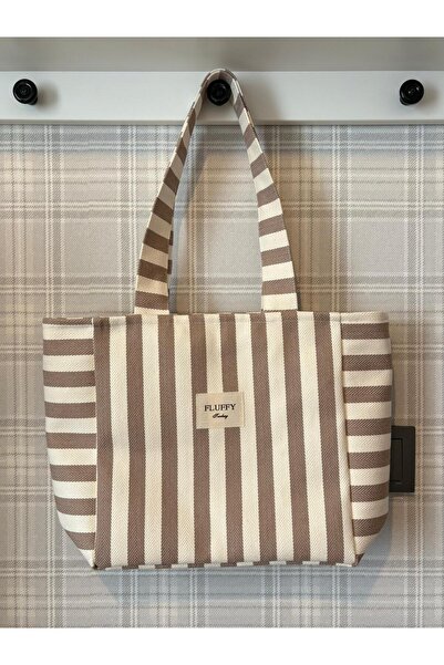 MUTE BAG Раирана платнена чанта тип тоут / Дамска чанта за рамо (40 * 28) (Др...