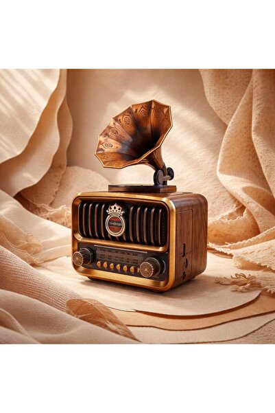 KAMSELL Everton Rt-606 Gramofon Görünümlü Orta Boy Radyo – Bluetooth, Şarjlı,...