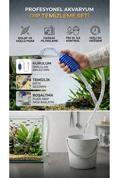 HGROUP Profesyonel Akvaryum Dip Temizleme Sifonu - Pratik Su Değişim Pompası ...