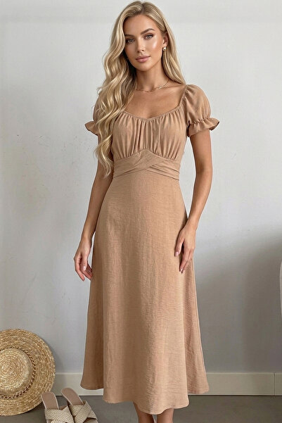 LAREON Rochie de damă din nurcă, cu talie legată și aspect încrețit, model Ay...