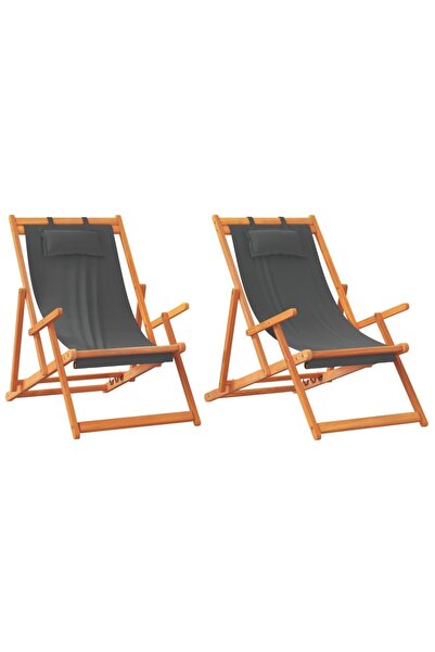 vidaxl Scaune de plajă pliante, 2 buc., gri, material textil