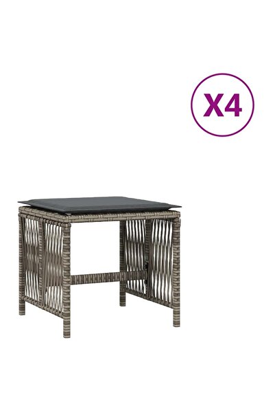 vidaxl Scaune de grădină cu perne, 4 buc. gri 41x41x36 cm poliratan