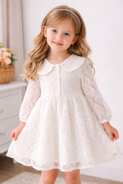 Bilge Trend Κοριτσίστικο βραδινό φόρεμα με δαντέλα στο γιακά