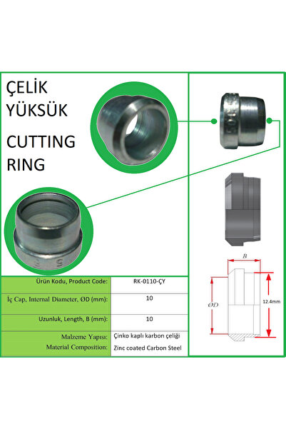 ÇELİK YÜKSÜK 10mm HİDROLİK BORU İÇİN, STEEL CUTTING RING DESIGNED FOR 10mm HYDRAULIC TUBE