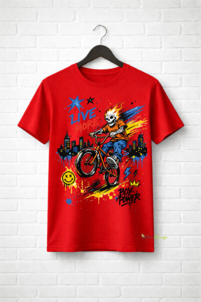 CACTUS COLLECTION Oversize T-Shirt with Bicycle and Skull Print