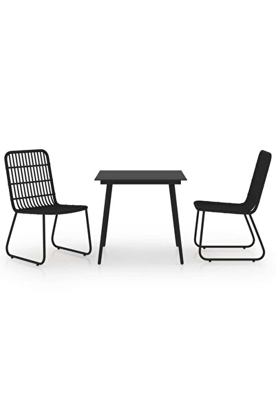 vidaxl Set mobilier de exterior, 3 piese, poliratan și sticlă