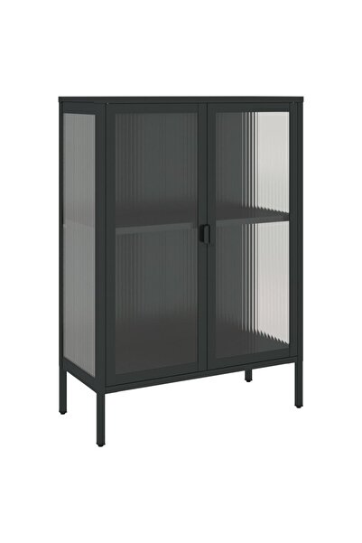 vidaxl Wardrobe, black, 75x35x105 cm, glass and steel