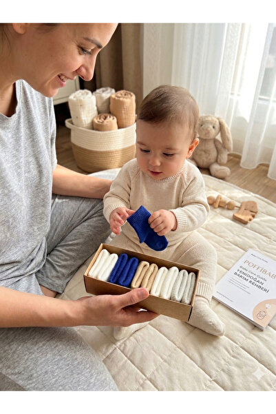 poffibaby Organik Pamuk Unisex 5'li Kutulu Premium Yenidoğan Bebek Çorabı