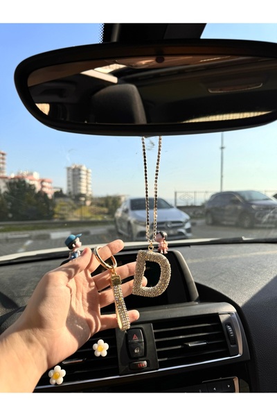 senfida Otomobil dikiz süsü d harf dikiz süsü taşlı ve oto anahtarlık set