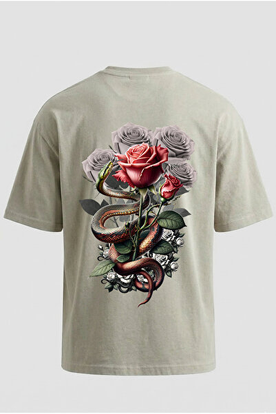 Dad&Children تي شيرت للجنسين بتصميم الورود مقاس كبير من كوف مينك