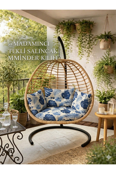 MADAMİNCİ Tekli Salıncak Minderi 70x60 cm Fermuarlı Bahçe Balkon Salıncak Min...