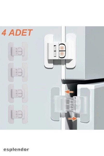 esplendor 4 Pieces Refrigerator, Drawer and Cabinet Door Child Safety Lock
