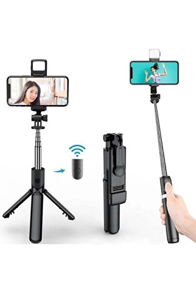 Generic Selfie Stick Tripod with LED Fill Light 170cm, 3 in 1 Bluetooth Remot...