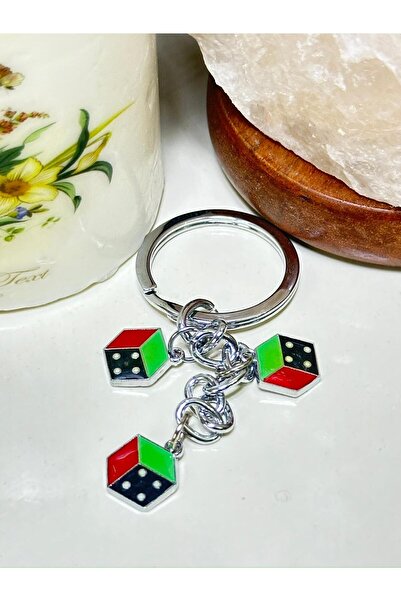 anahtarlık evreni 3D Dice Design Colorful Metal Keychain