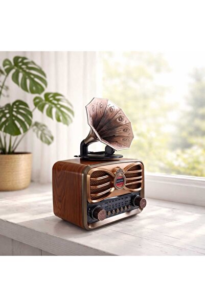 KAMSELL Everton Rt-607 Gramofon Görünümlü Orta Boy Radyo – Bluetooth, Şarjlı,...