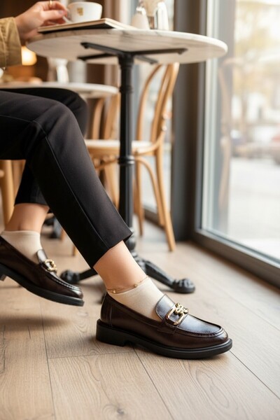 enoch Women's Classic Comfort Loafer with Smoked Chain Accessories and Patent...